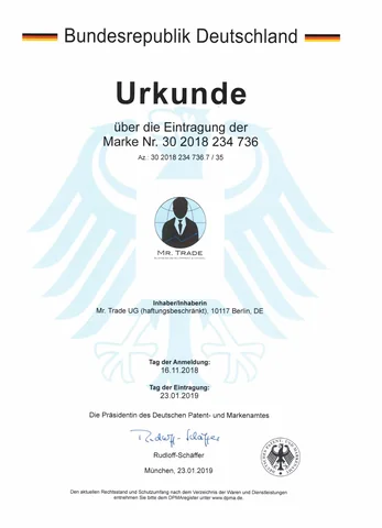 Trademark registration certificate