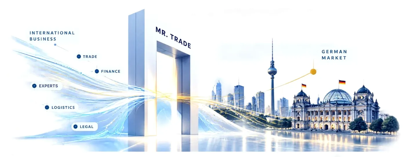 International business flows through the Mr. Trade gateway into the German market